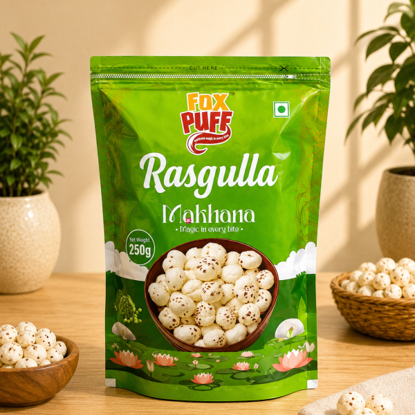 FoxPuff Rasgulla Makhana 250g - Premium Quality MastKhao... Crunchu Crispu & Delicius
